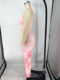 SC Tie Dye Print Tank Tops Stacked Pants 2 Piece Sets XMY-9254