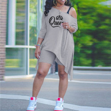 SC Plus Size Off Shoulder Loose Top And Shorts Sets NY-2399