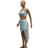 SC Sexy Striped Split Skirt Two Piece Sets BN-9326