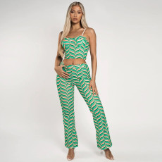 SC Sexy Printed Cami Top Flare Pants 2 Piece Sets WSYF-5933