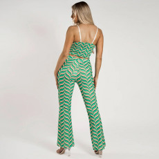 SC Sexy Printed Cami Top Flare Pants 2 Piece Sets WSYF-5933