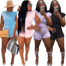 SC Solid T Shirt And Shorts Two Piece Sets XYF-9136