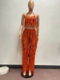 SC Sexy Tassel Crochet Hollow Out Two Piece Sets NYF-8115