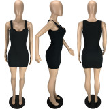 SC Solid Sleeveless Slim Mini Dress MN-9334