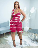 SC Plus Size Printed Casual Two Piece Shorts Sets ARM-8327