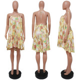 SC Casual Loose Summer Print Backless Dress YF-K10081