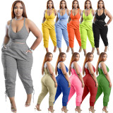 SC Solid Tank Top Lace-Up Pants Two Piece Sets XMEF-1185