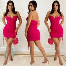 SC Sexy Mesh Strapless Bodycon Dress BY-5742