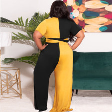 SC Plus Size Contrast Color Two Piece Pants Sets OSIF-22255