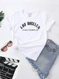 SC Cotton Casual Letter Print Round Neck Short Sleeve T-Shirt QYYF-A081
