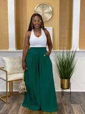 SC Solid High Waist Wide Leg Pants OLYF-6097