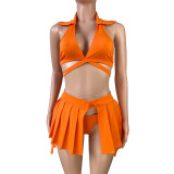 SC Solid Sexy Halter Bikinis 3 Piece Sets HHF-99121