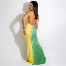 SC Sexy Printed Backless Sling Maxi Dress HNIF-HN083