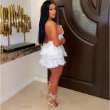 SC Solid Ruffled Backless Two Piece Shorts Sets XYF-9139