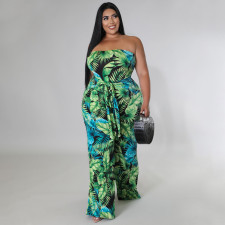 SC Plus Size Printed Strapless Jumpsuit NNWF-7504