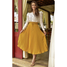 SC Fashion Elegant Solid Color Pleated Skirt LS-0373