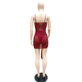 SC Sexy Mesh Bodysuit+Mini Skirt Two Piece Sets MZ-2730