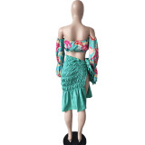 SC Casual off-shoulder Print Two Piece Skirt Set LS-0372