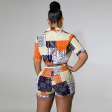 SC Paisley Print Shirt Shorts Two Piece Sets GLF-10105
