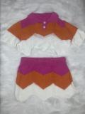 SC Knitted Splice Short Sleeve Cropped Top Mini Skirt 2 Piece Sets CL-6134