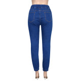 SC Denim High Waist Drawstring Jeans Pants SH-390325