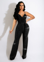 SC Sexy V Neck Sleeveless Strap Sashes Jumpsuit ME-8026