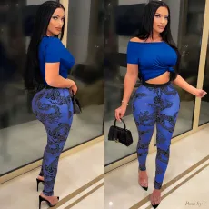 SC Sexy T Shirt +Printed Pants Two Piece Sets ME-8098