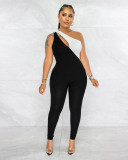 SC Contrast Color Sleeveless Skinny Jumpsuit ME-8116