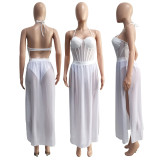 SC Sexy Bodysuit+Split Long Skirt Two Piece Sets ME-8105