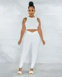 SC Solid Tank Top High Waist Pants 2 Piece Sets ME-8115