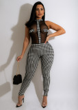 SC Houndstooth Patchwork Sleeveless Jumpsuit ME-8093