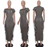 SC Casual Striped Tassel Long Dress YD-8624