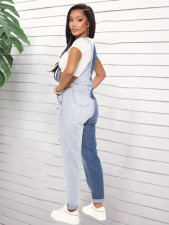 SC Plus Size Denim Strap Jeans Jumpsuit LX-5523