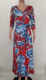 SC Plus Size Floral Print V Neck High Waist Maxi Dress XMY-9364