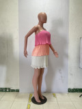 SC Chiffon Contrast Color Strapless Mini Dress BLX-61006