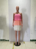 SC Chiffon Contrast Color Strapless Mini Dress BLX-61006