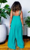 SC Solid Sleeveless Strap Loose Jumpsuit MXDF-6105