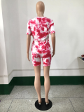 SC Pink Letter Print Casual Two Piece Short Sets YNSF-1635