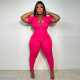 SC Solid Short Sleeve Zipper Jumpsuit YNSF-1831