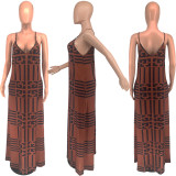 SC Plus Size Printed Sleeveless Sling Maxi Dress YFS-10108