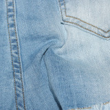 SC Denim Rhinestone Ripped Hole Jeans Shorts SH-390317