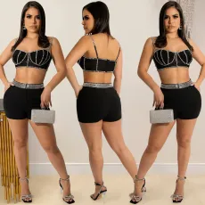 SC Sexy Hot Drilling Tank Shorts Two Piece Sets BY-5676