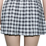 SC Plus Size Plaid Tube Top Mini Skirt 2 Piece Sets ONY-7007