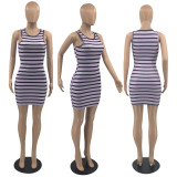 SC Casual Striped Sleeveless Mini Dress KSN-08012