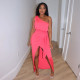 SC Solid Color Sloping Shoulder Slim Fit Irregular Dress YF-K10138