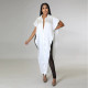 SC Solid Color Sexy Shawl Blouse Button-Up Shirt YF-K10153