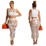 SC Sexy Sleeveless Top Lace See Through Skirts 2 Piece Sets With Panties YF-K10117