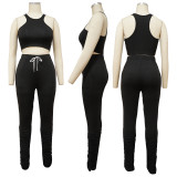 SC Solid Color Tank Top And Folds Pants Two Piece Sets YF-K10127