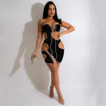 SC Sexy Lace-Up Strapless Night Club Mini Dress YF-10082