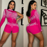 SC Sexy Hot Drilling Single Sleeve Tight Romper BY-5841